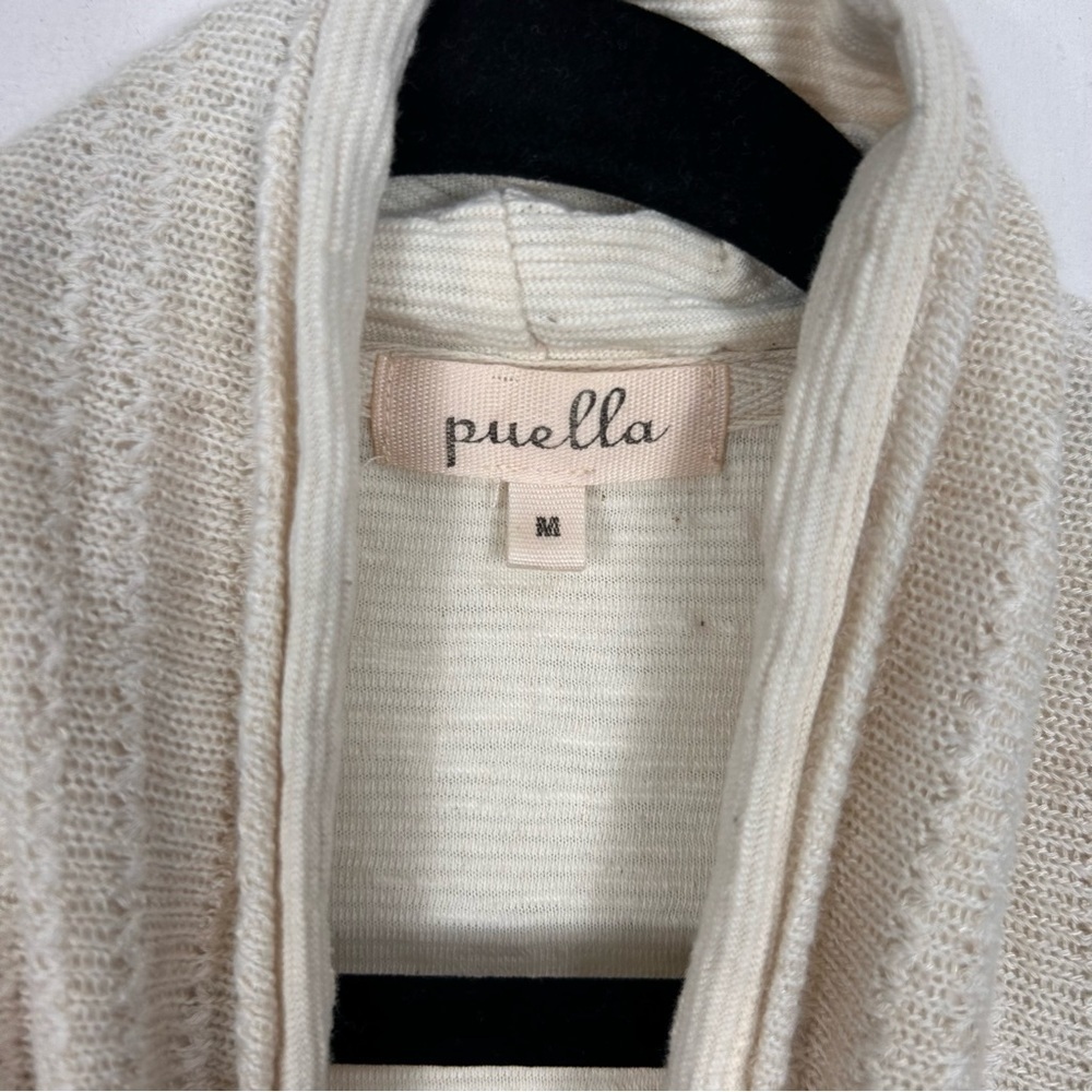 PUELLA by ANTHROPOLGIE cream open front waterfall sleeveless cardigan K22 - Picture 7 of 8